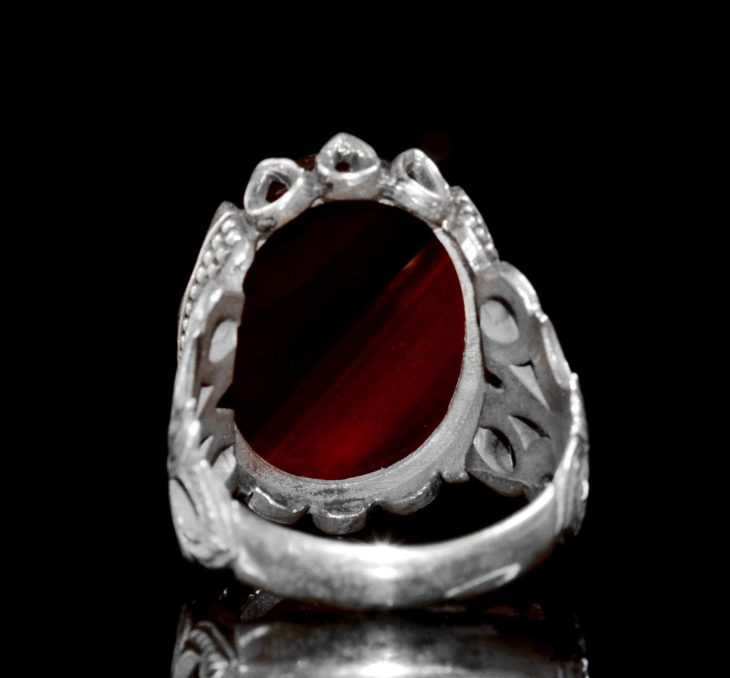 925 Sterling Silver Ring, Islamic Ring, Men's Ring, Natural Agate Stone (Model-5) — 5