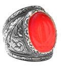 Silver Men's Ring Natural Agate Gemstone