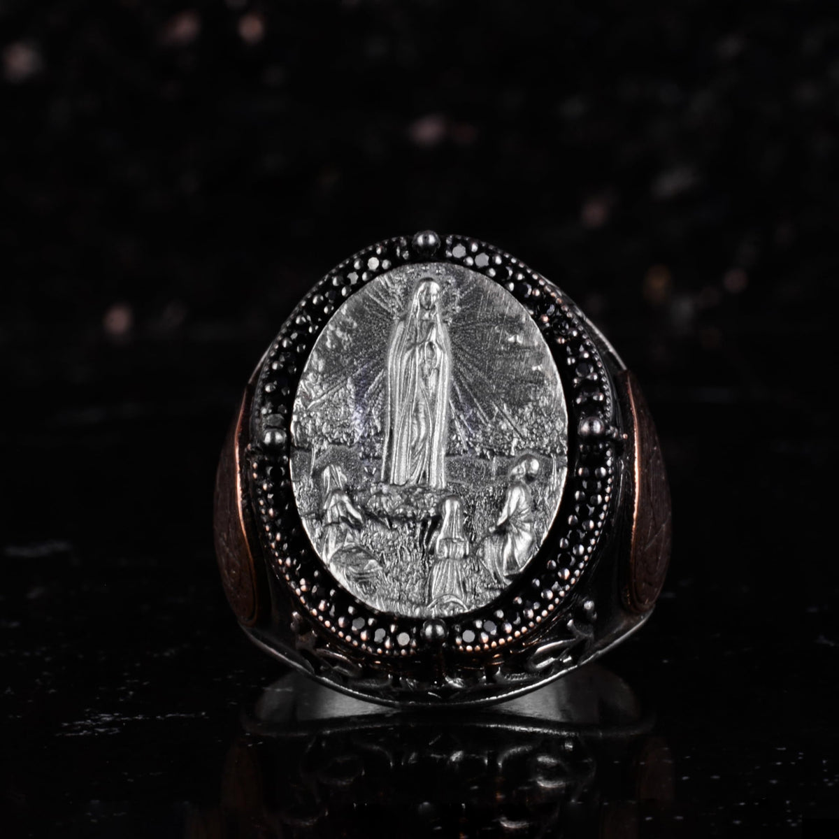 KAMBO Large Men's 925 Sterling Silver Ring – Bronze Star of David Detail – Symbolic Statement Ring (Jesus) — 4