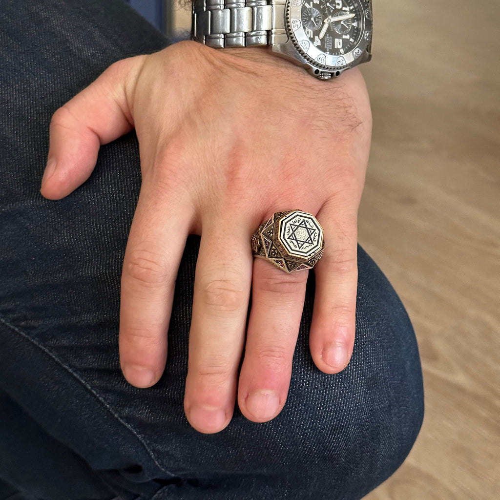 David Star Solomon Talisman Ring - 925 Sterling Silver Men's Ring — 6