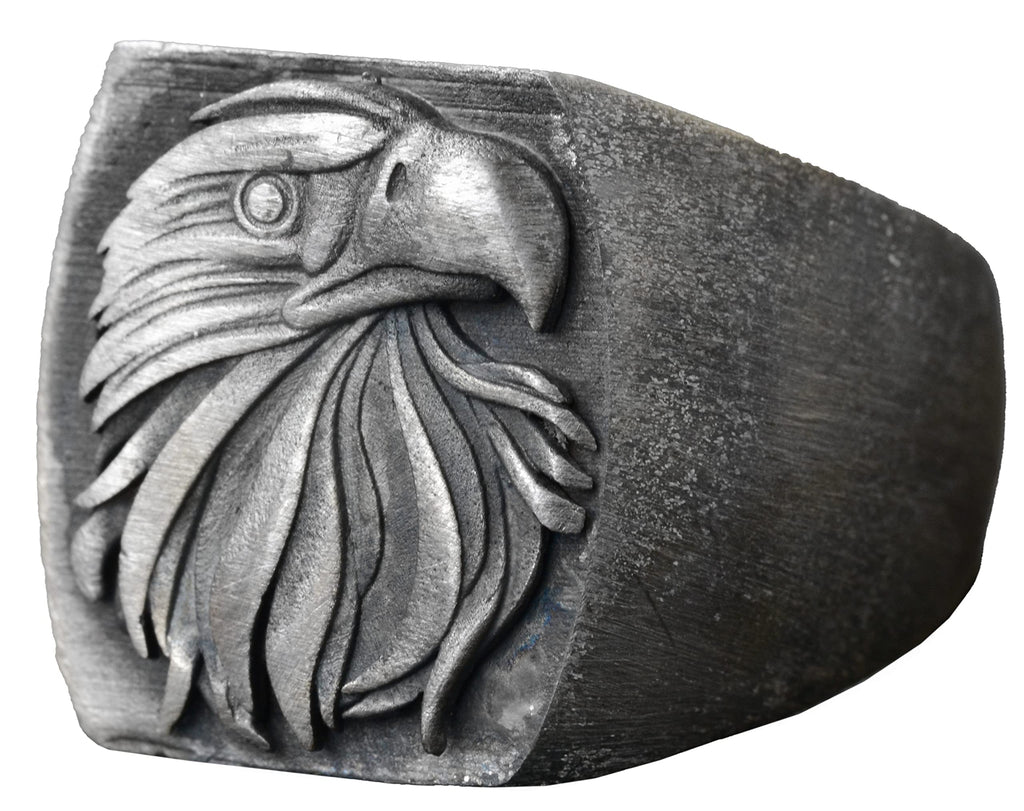 Handmade Eagle Head Ring, Silver Men's Ring - Symbol of Freedom and Strength