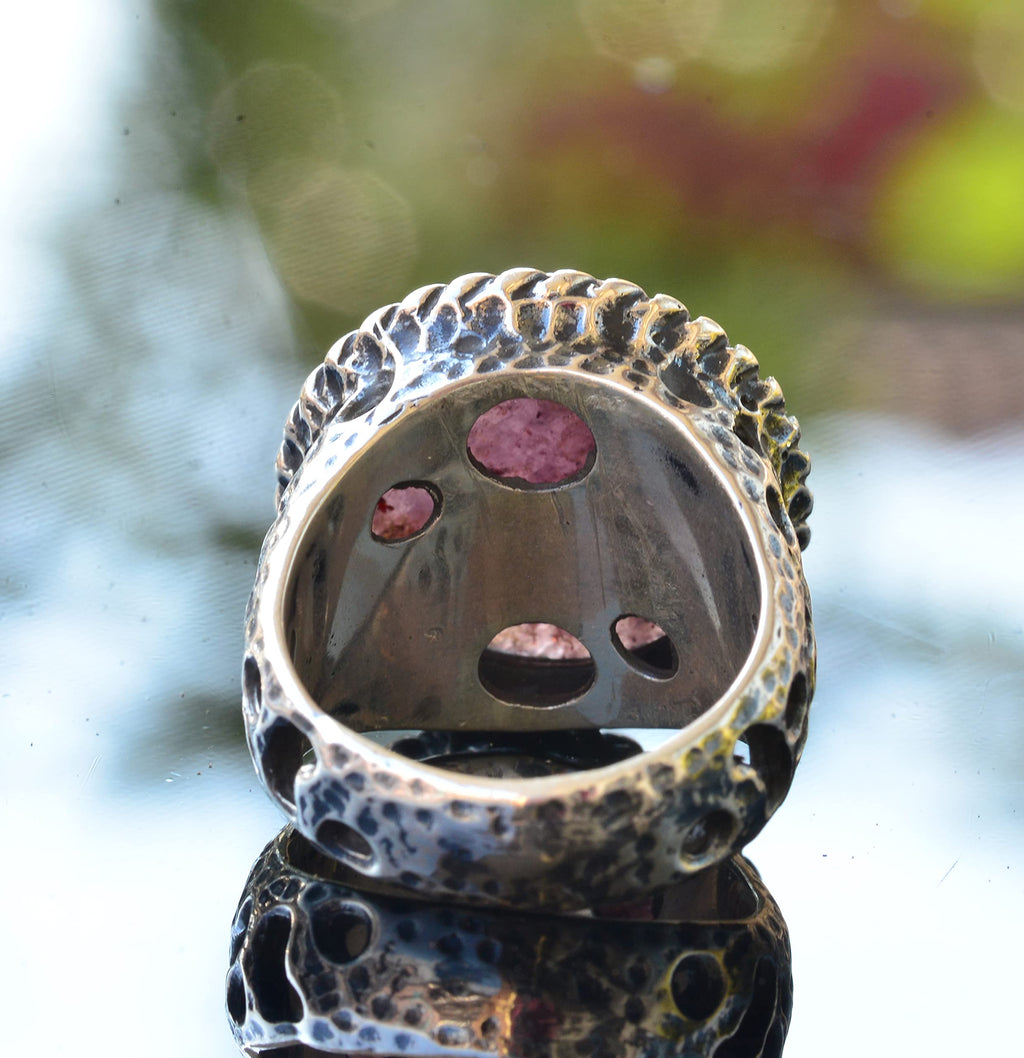 Sapphire Round Stone Ring - 925 Sterling Silver Men's Ring — 8