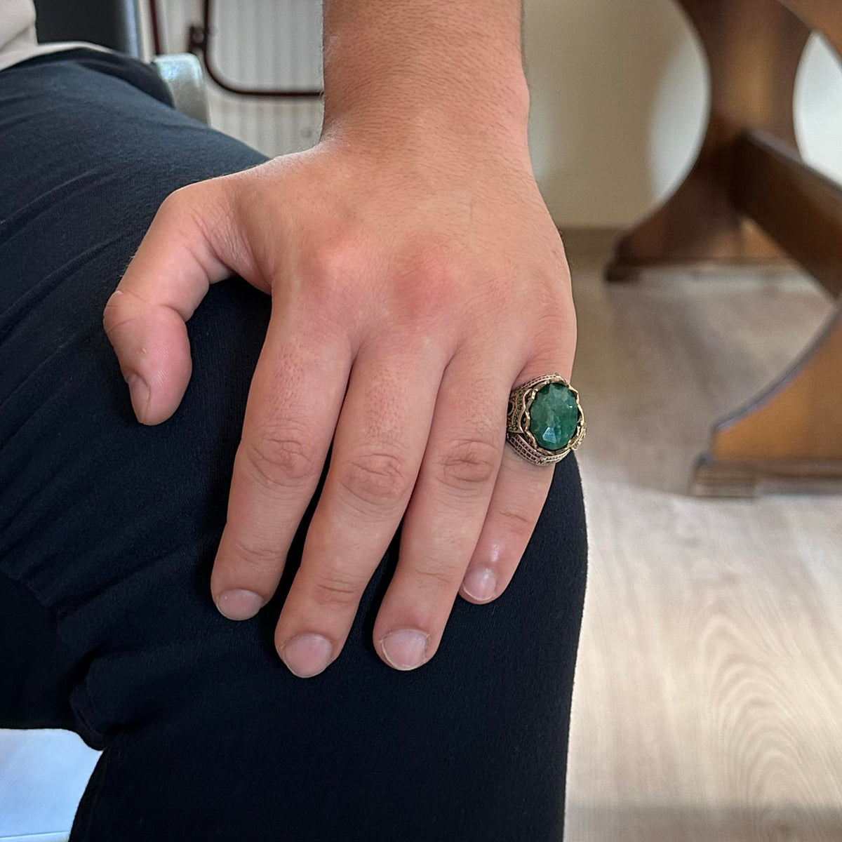 Natural Stone Handmade Ring - 925 Sterling Silver (Emerald) — 3