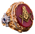Handmade Ring - 925 Sterling Silver Men's Gold Plated Jewelry (Masonic)