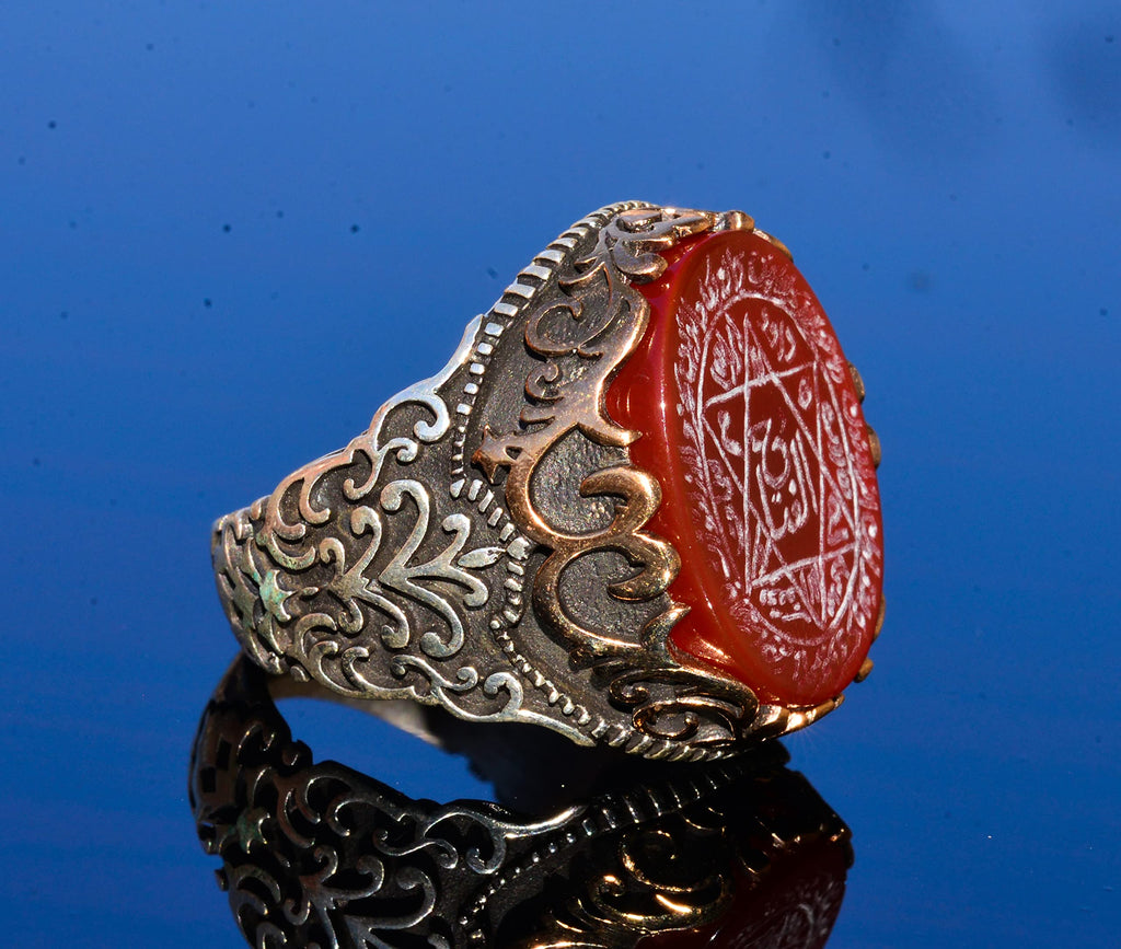 Silver Men's Ring, Natural Black Onyx Stone, King Solomon's Seal Ring, Handmade Jewelry (Model-2) — 4