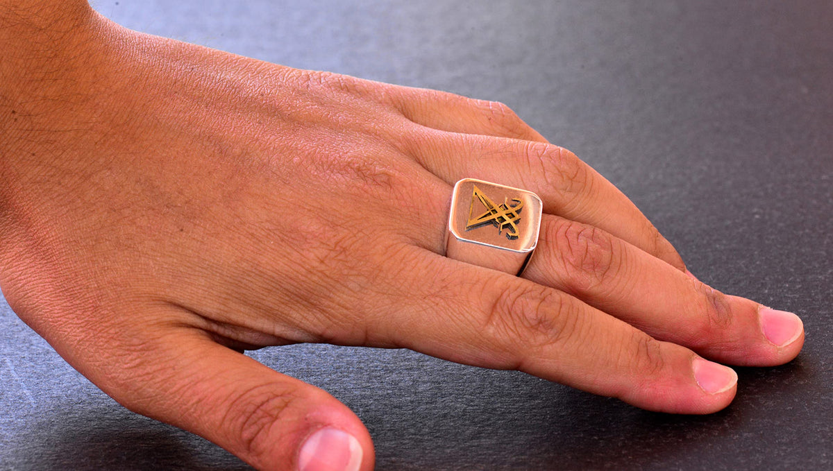 Silver Seal Ring - Unique Men's Ring with Symbols (Satanic) — 6