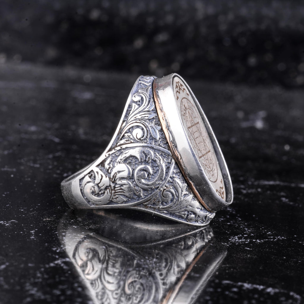 KAMBO Symbol Ring for Men Large Seal Solomon Ring - 925 Sterling Silver Arabic Calligraphy - Handmade Statement Symbol Jewelry — 6
