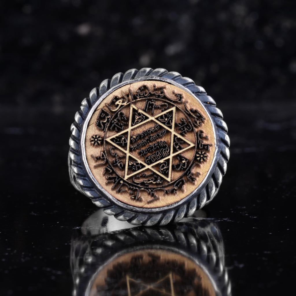 KAMBO Bronze Seal Round Men's Ring 925 Sterling Silver – Vintage Statement Ring (Star of David) — 4