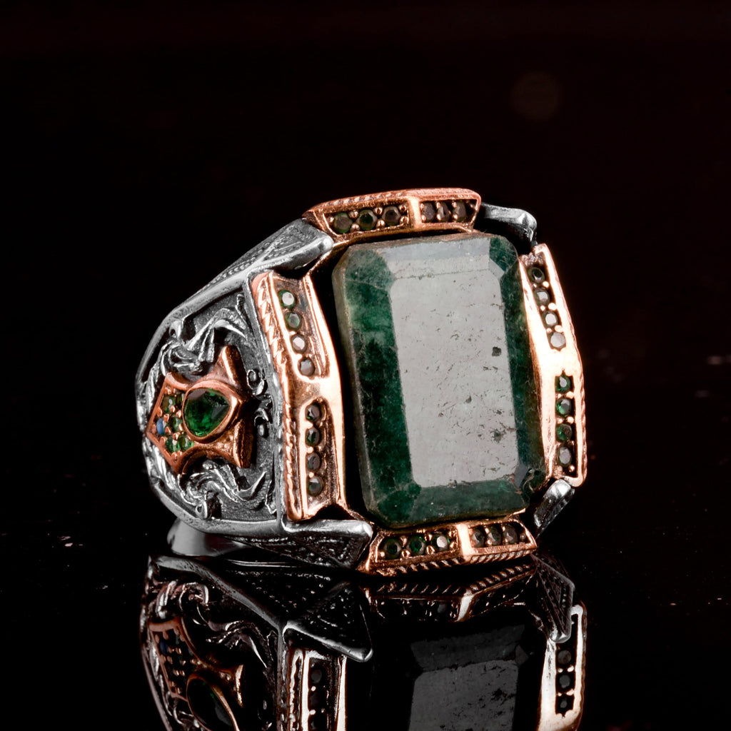 Natural Emerald Stone Ring - 925 Sterling Silver Handmade Jewelry — 4