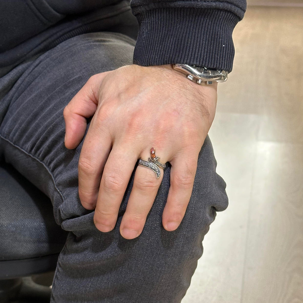 925 Sterling Silver Men's Ring - Zulfikar Sword Design — 3