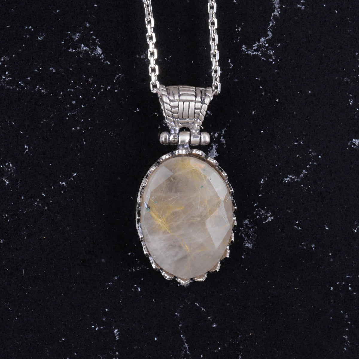 Natural Rutilated Quartz Necklace - 925 Sterling Silver Necklace — 4