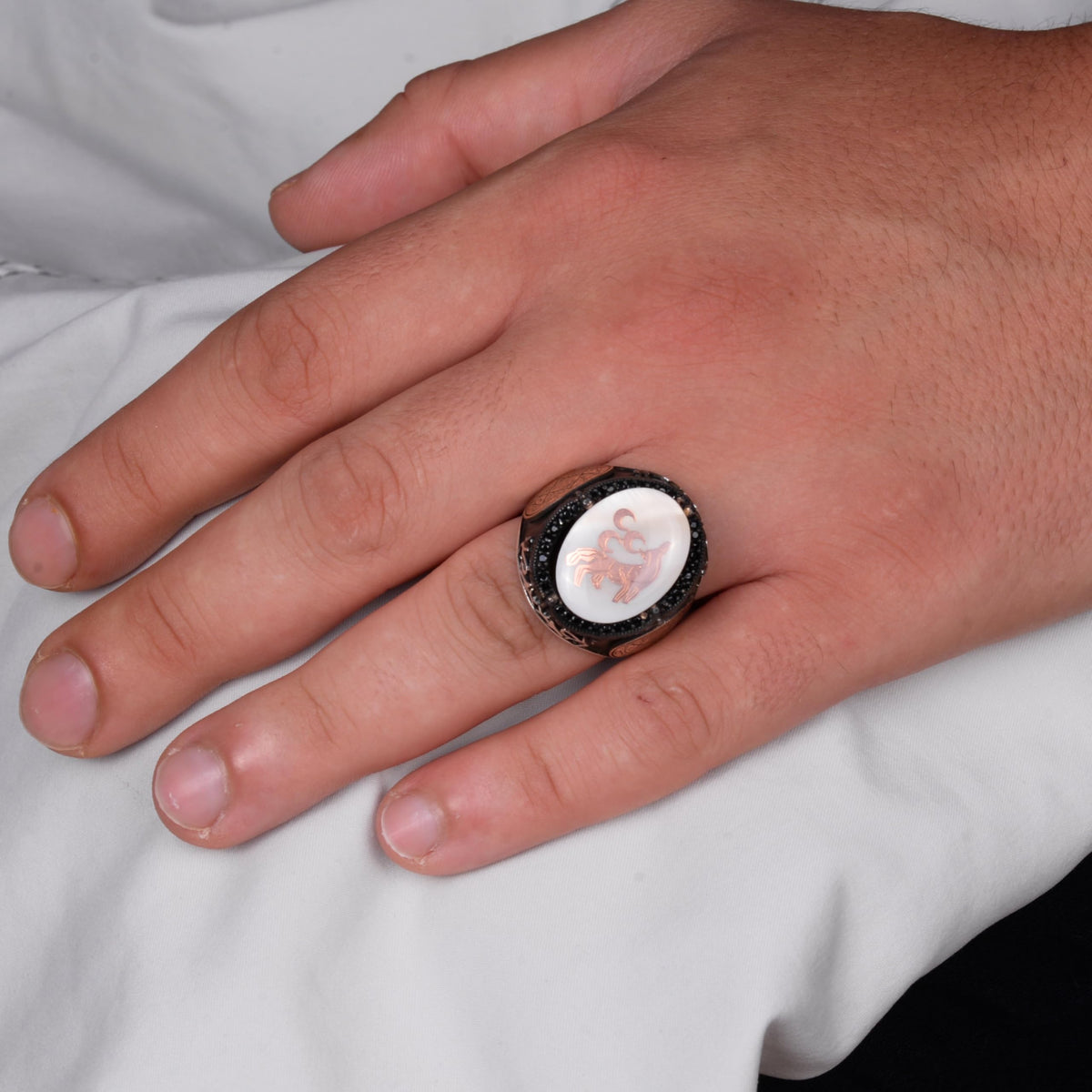 Patterned Handmade Ring - 925 Sterling Silver Men's Ring (Model-2) — 3