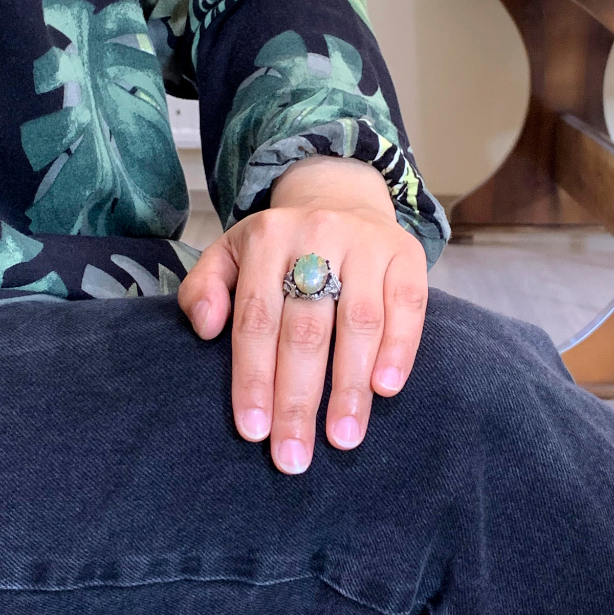 Natural Arizona Turquoise Stone Ring, 925 Sterling Silver Ring, Minimalist Handmade Ring (Model-8) — 3