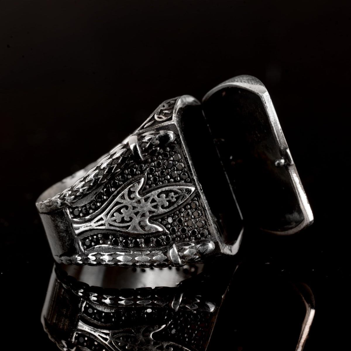 925 Sterling Silver Men's Ring - with Secret Cover - Secret Box Ring — 7