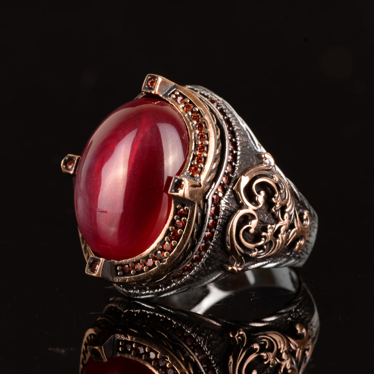 Natural Star Ruby Stone Ring, Handmade 925 Sterling Silver Ring — 5