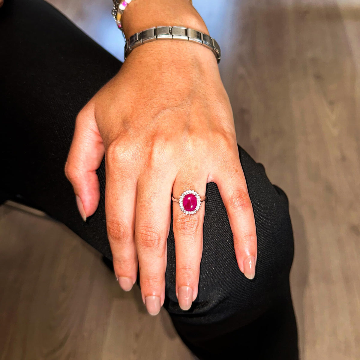 Silver Women's Ring - Natural Star Ruby — 3