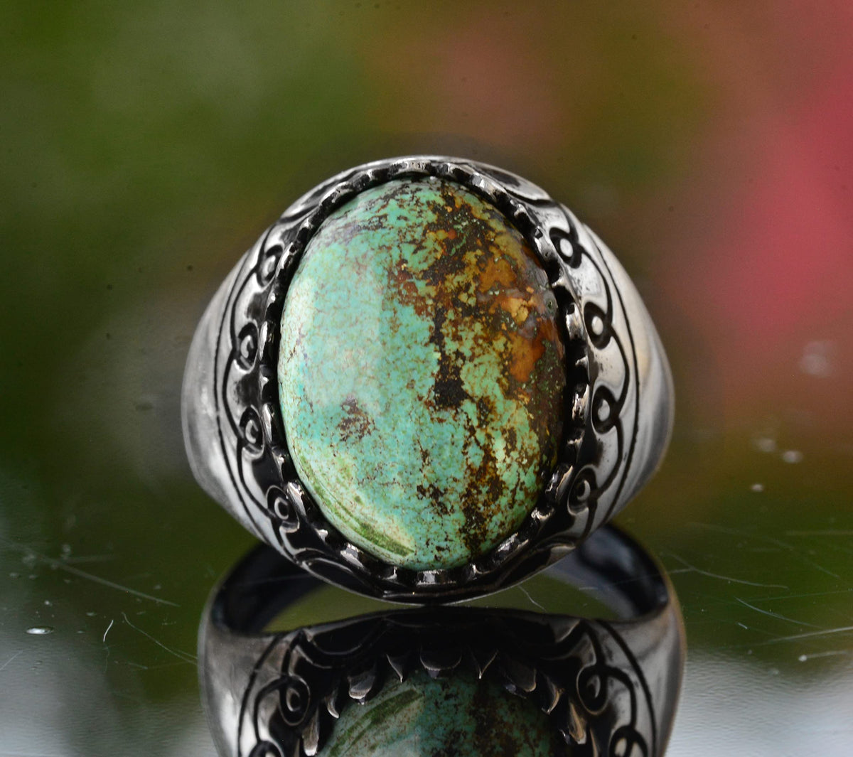 Arizona Green Turquoise Stone Ring — 4