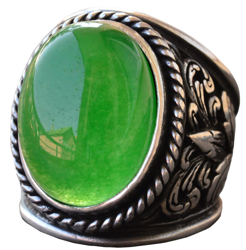 For Natural Stone Collection: 925 Sterling Silver Ring - Jade Stone