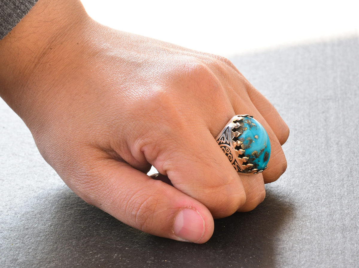 Silver Ring - Natural Arizona Turquoise Stone (Model-2) — 7
