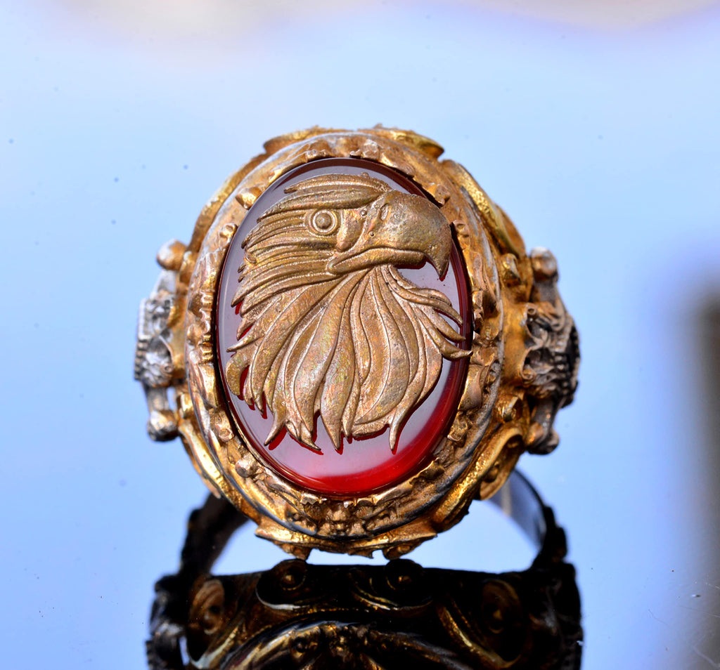 Handmade Hawk Ring - 925 Sterling Silver Gold Plated — 5