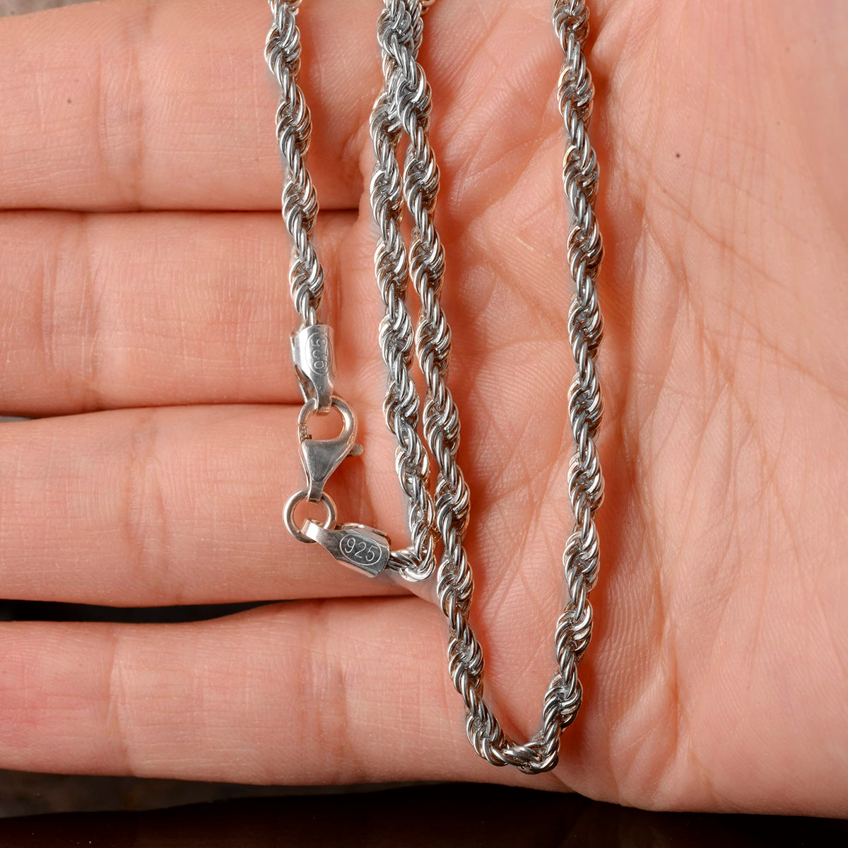 925 Sterling Silver Rope Chain, Men's Chain, Chain Necklace, Silver Men's Jewelry — 5