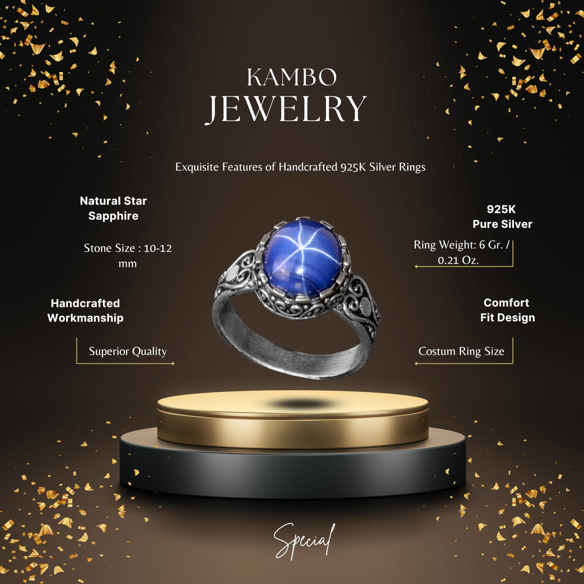 Natural Star Sapphire Stone Ring — 2