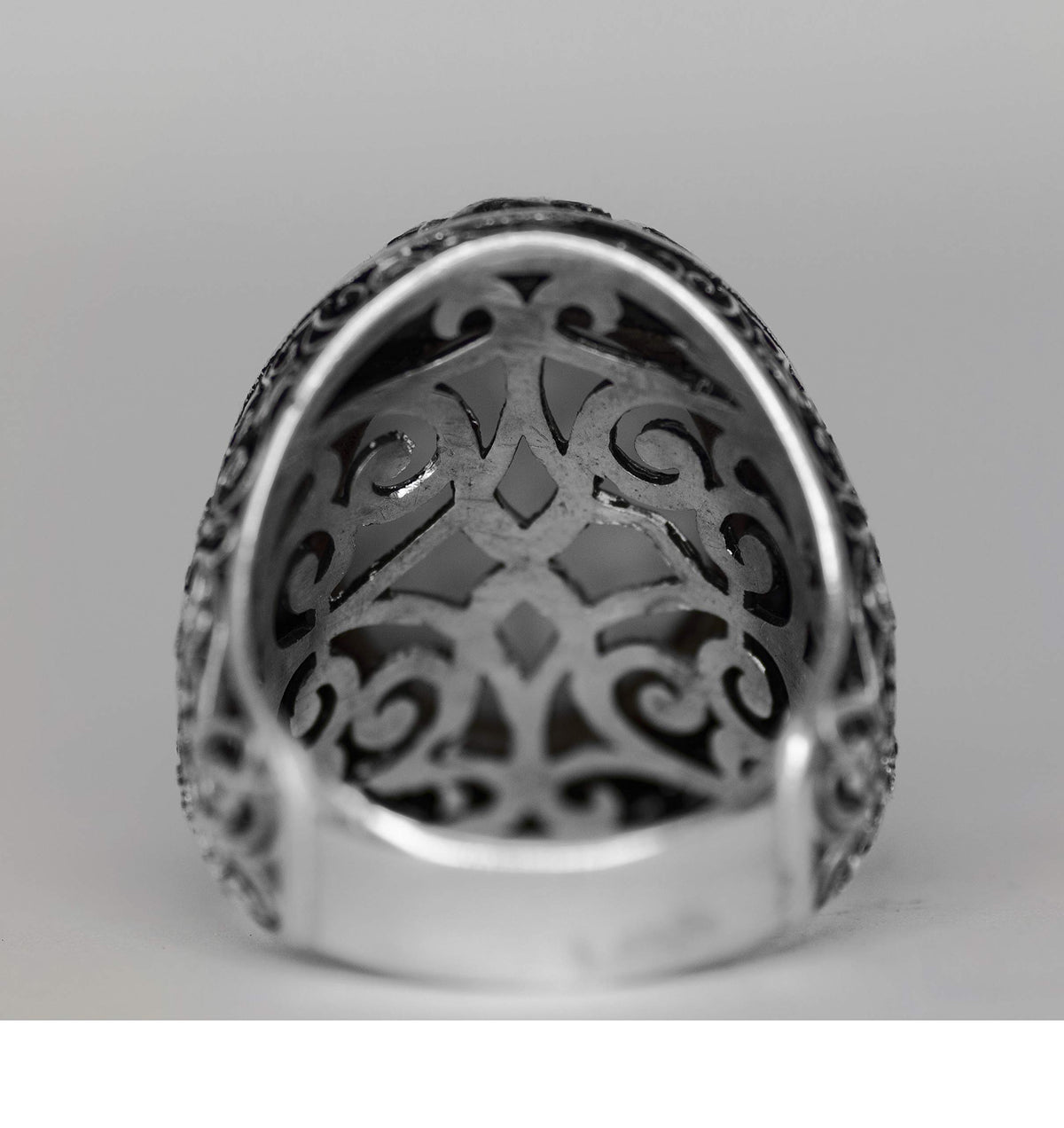Noble and Symbolic Men's 925 Sterling Silver Ring - Crown Symbol, Adorned with Natural Stones — 5