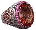 King Ring - Silver, Synthetic Sultanit Stone Ring - Unique Silver Men's Jewelry