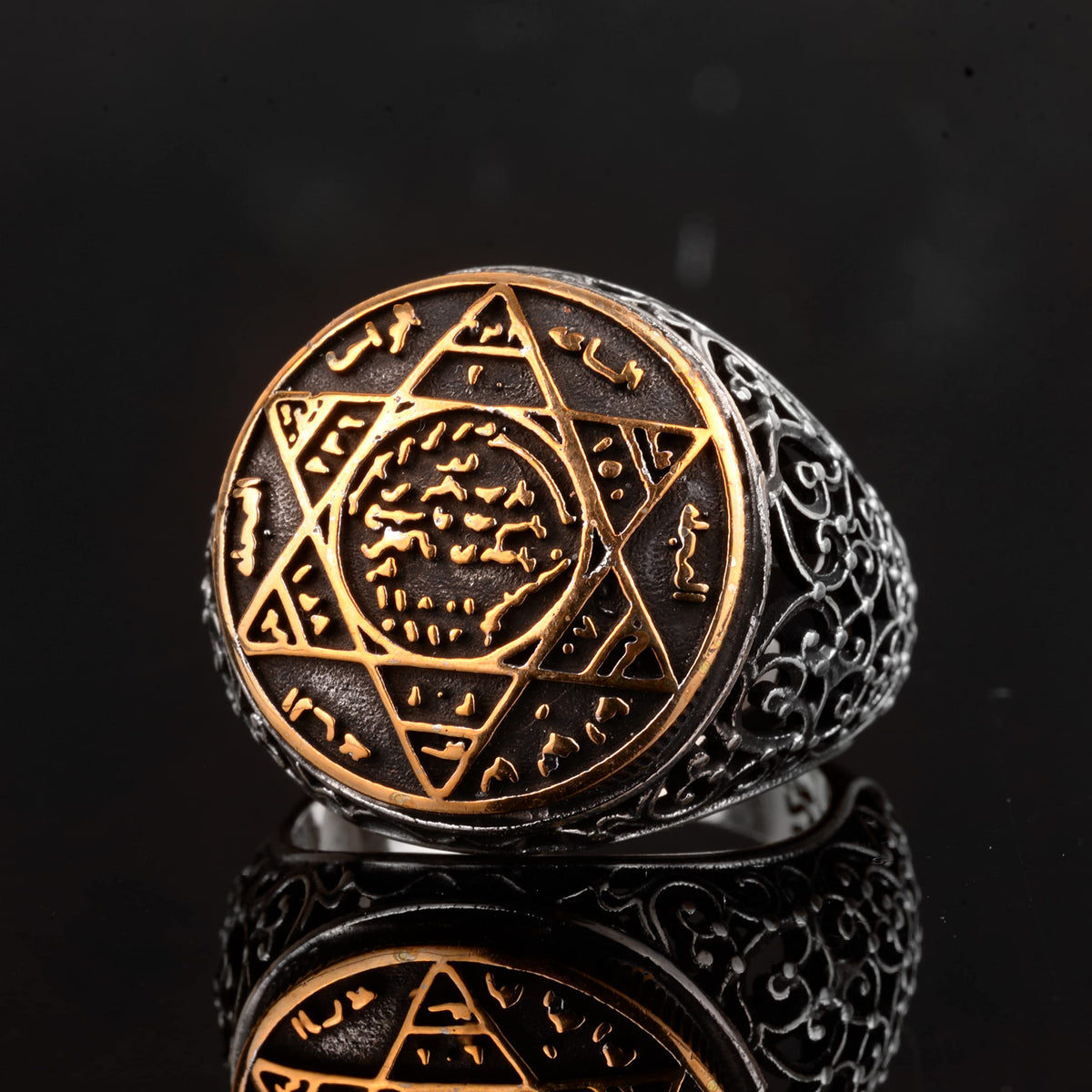 Solomon's Seal Ring, Vintage Ring, 925 Sterling Silver Ring — 2