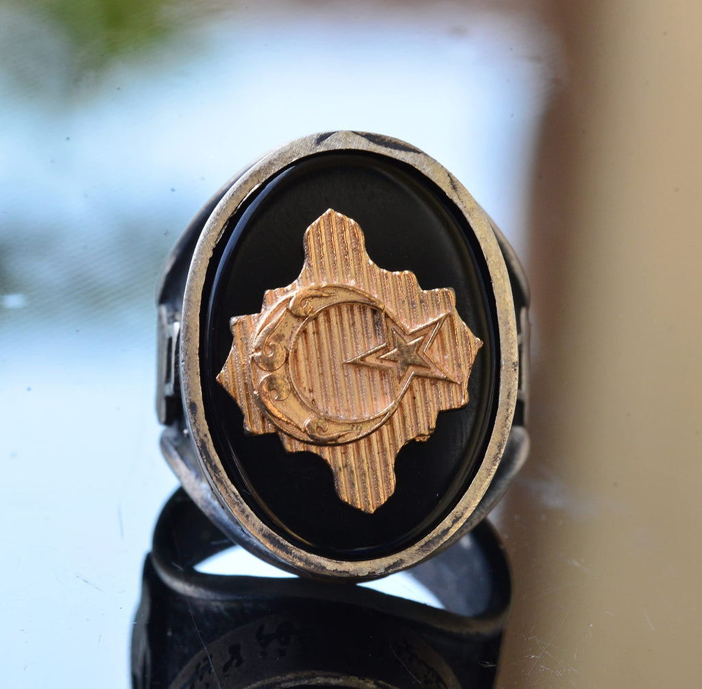 Star and Crescent Ring, Malcolm X Ring, Silver Islamic Men's Ring — 5