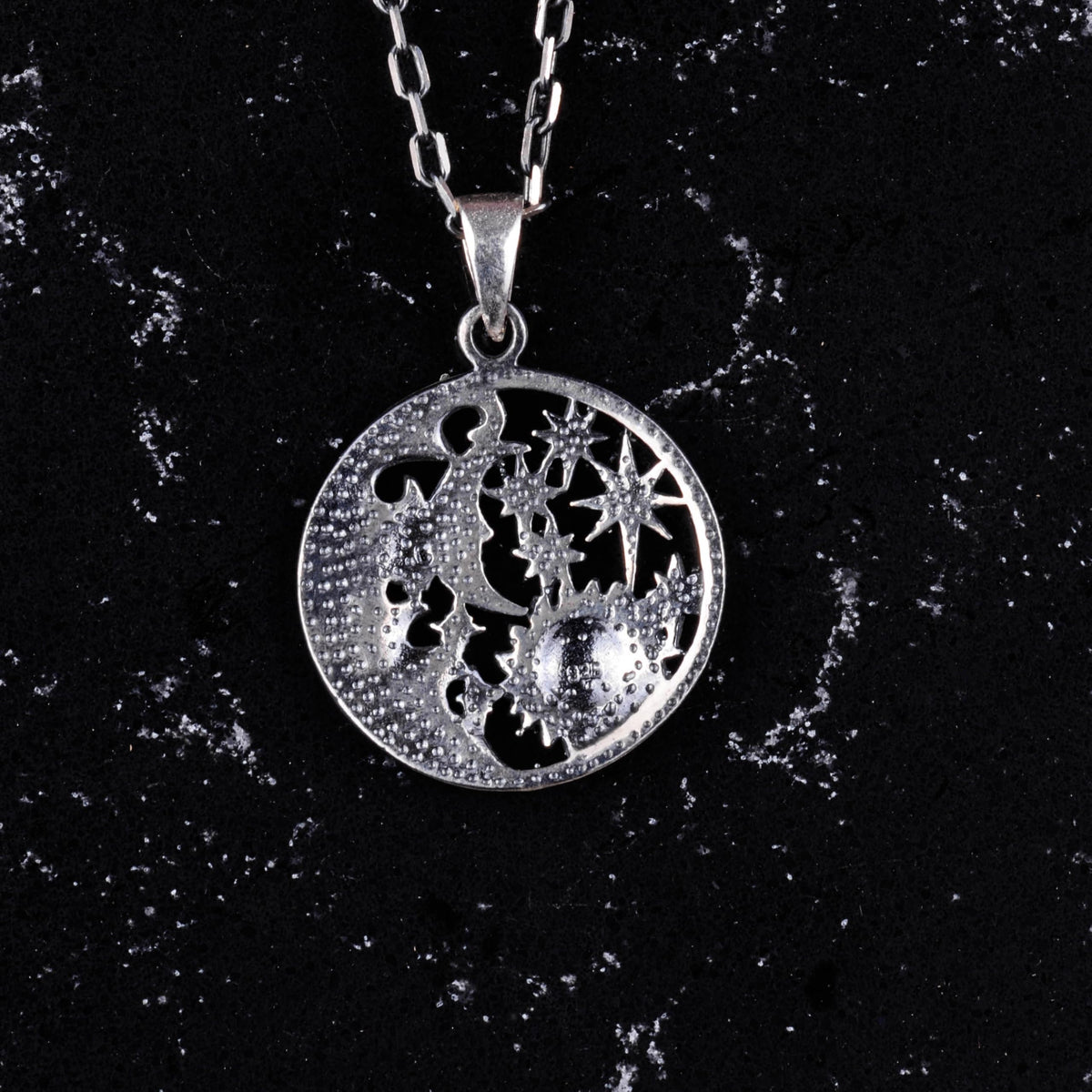 925 Sterling Silver Sun and Moon Necklace, Handmade Sky-Themed Jewelry — 4