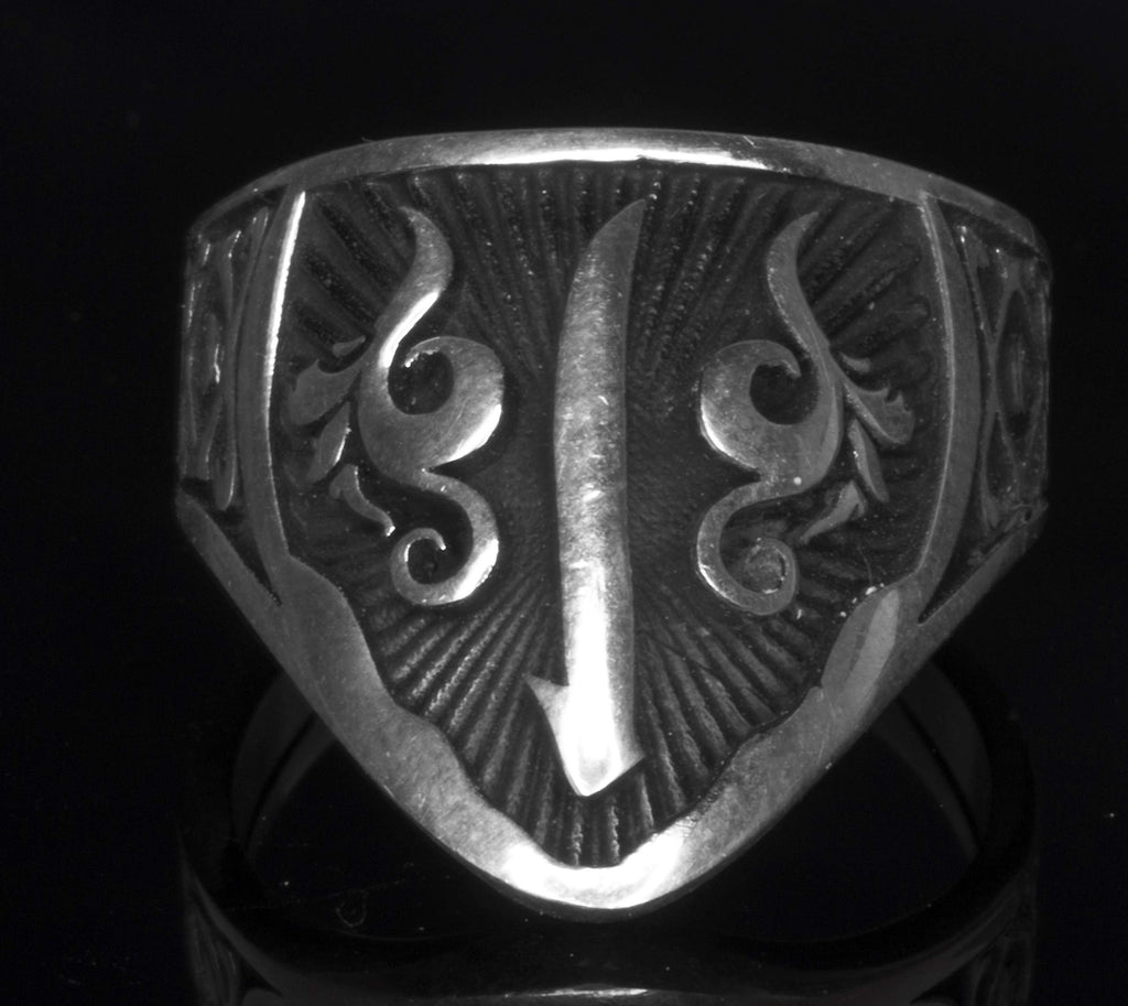 KAMBO 925 Sterling Silver Men's Archery Thumb Ring Handmade Vintage Statement Jewelry with Turkish Ottoman Ethnic Art De