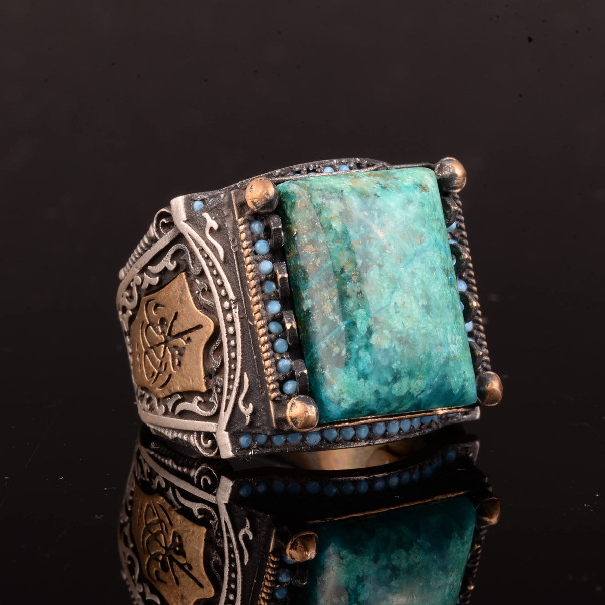 Natural Azurite Stone Ring, 925 Sterling Silver Ring — 5
