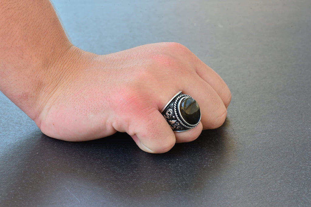 925 Sterling Silver Ring - Natural Stone Selection (Labradorite) — 7