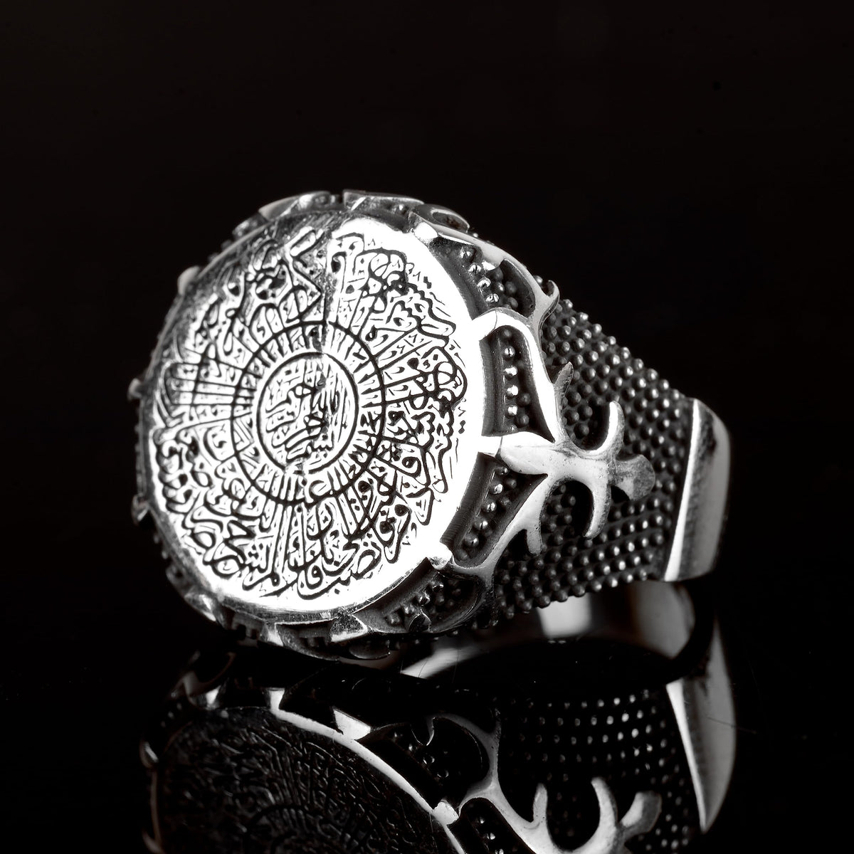KAMBO Handmade 925 Sterling Silver Arabic Muslim Ring for Men, Minimalist Religious Design, Solid Sterling Silver Statem
