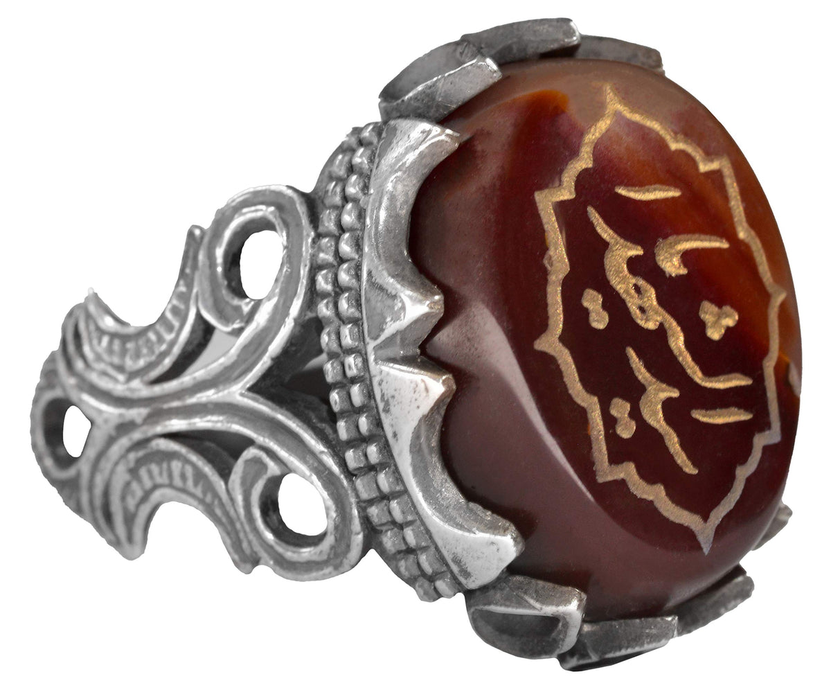 925 Sterling Silver Ring, Islamic Ring, Men's Ring, Natural Agate Stone (Model-5) — 8