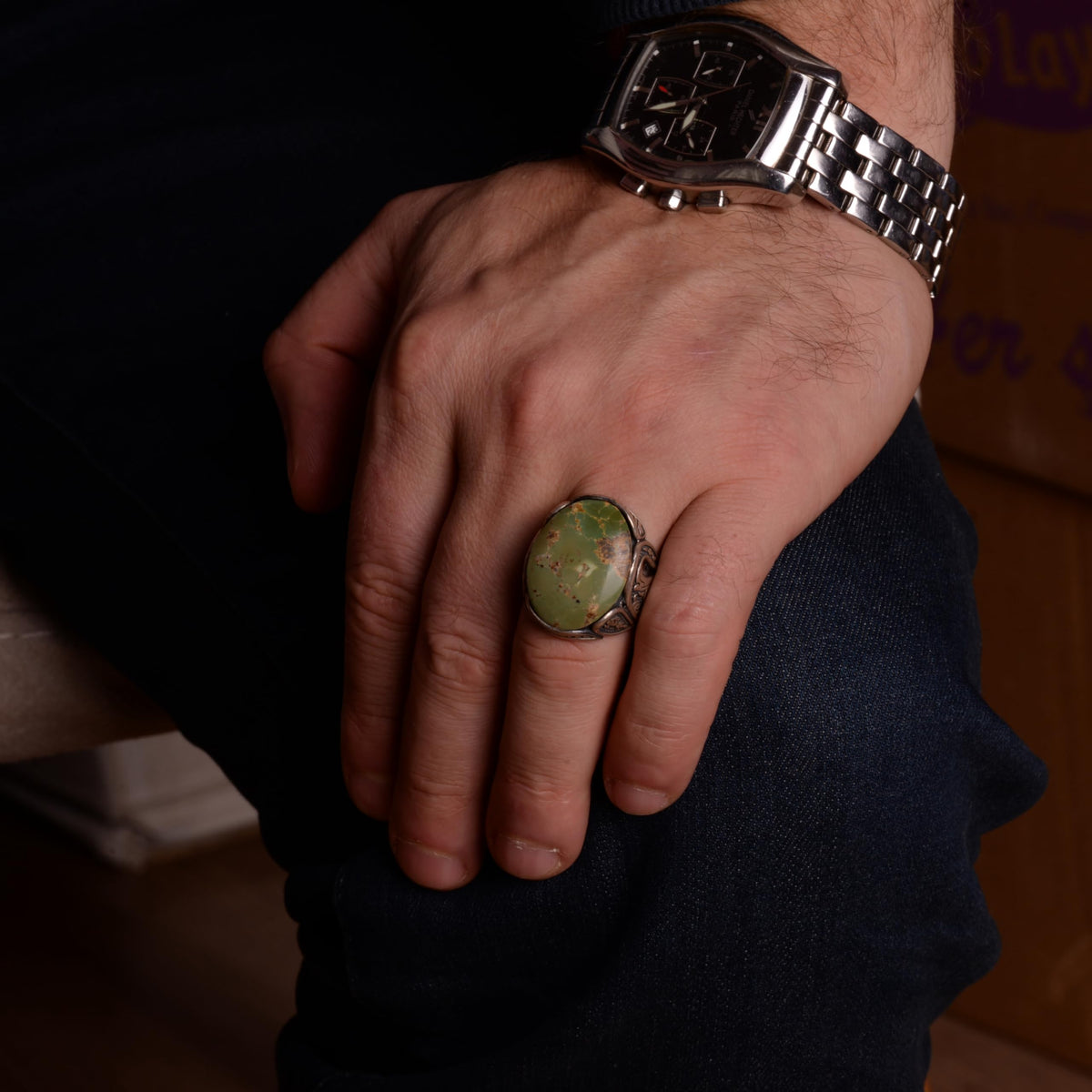 Natural Arizona Turquoise Stone Ring (Model-5) — 3