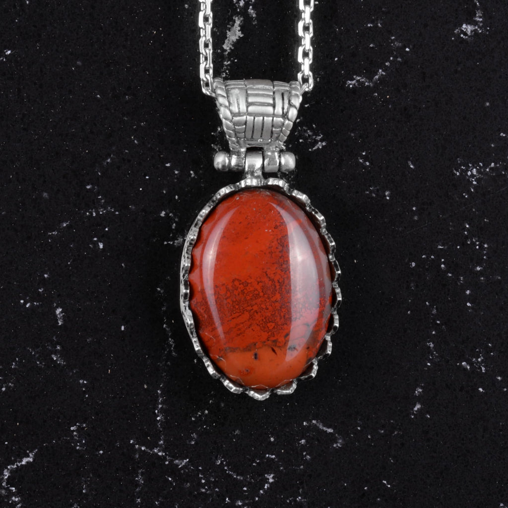 Natural Red Bloodstone Necklace - 925 Sterling Silver Necklace — 4