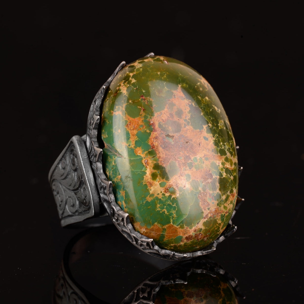 Natural Arizona Turquoise Stone Ring - Handmade 925 Sterling Silver — 4