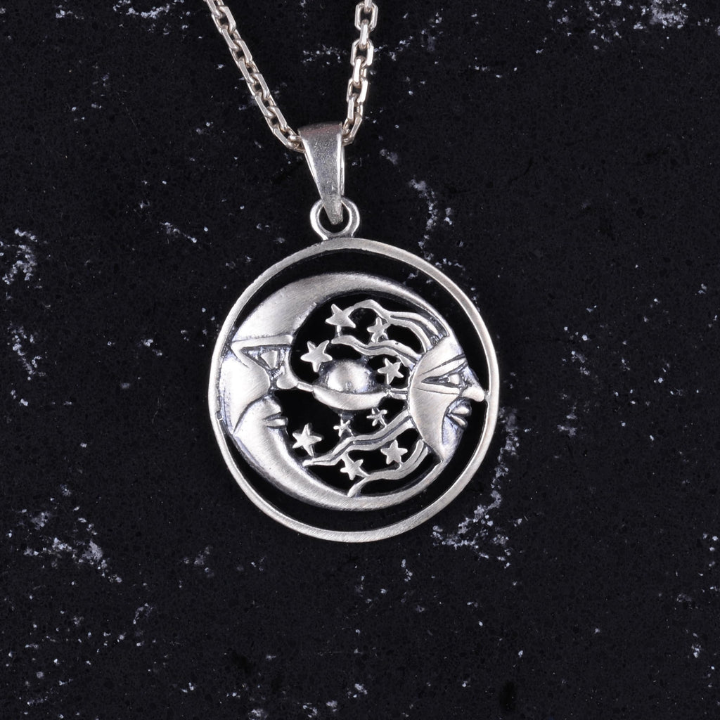 925 Sterling Silver Sun and Moon Necklace - Sky Themed Accessory - Handmade Jewelry — 4
