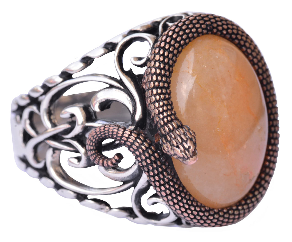 925 Sterling Silver Men's Ring - Handmade Elegance with Natural Amber Stone