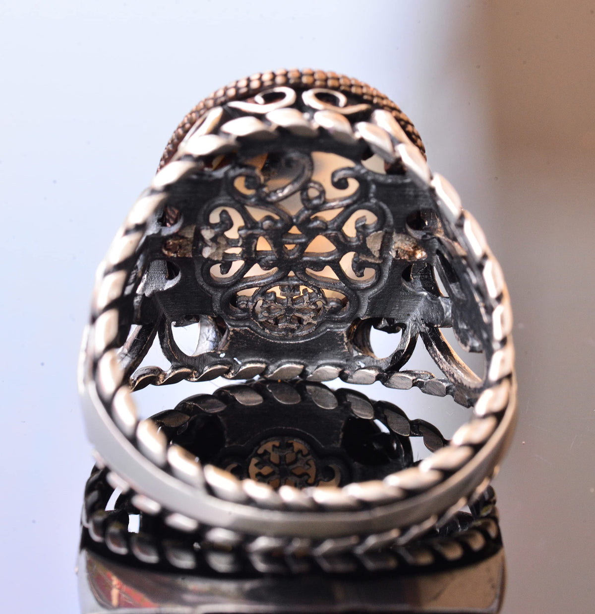 Natural Yemen Agate Stone, Snake Ring, Handmade Ring, Silver Men's Ring, Gift for Him, Silver Accessory Brown — 5