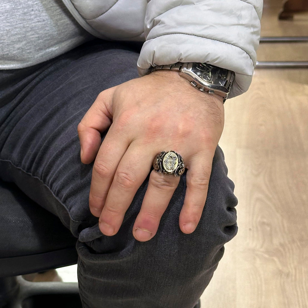 Monogram Personalized Letter Ring - 925 Sterling Silver Men's Ring — 3