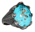 Silver Men's Ring - Arizona Turquoise Natural Stone - Hawk Claw Design (Model-1)