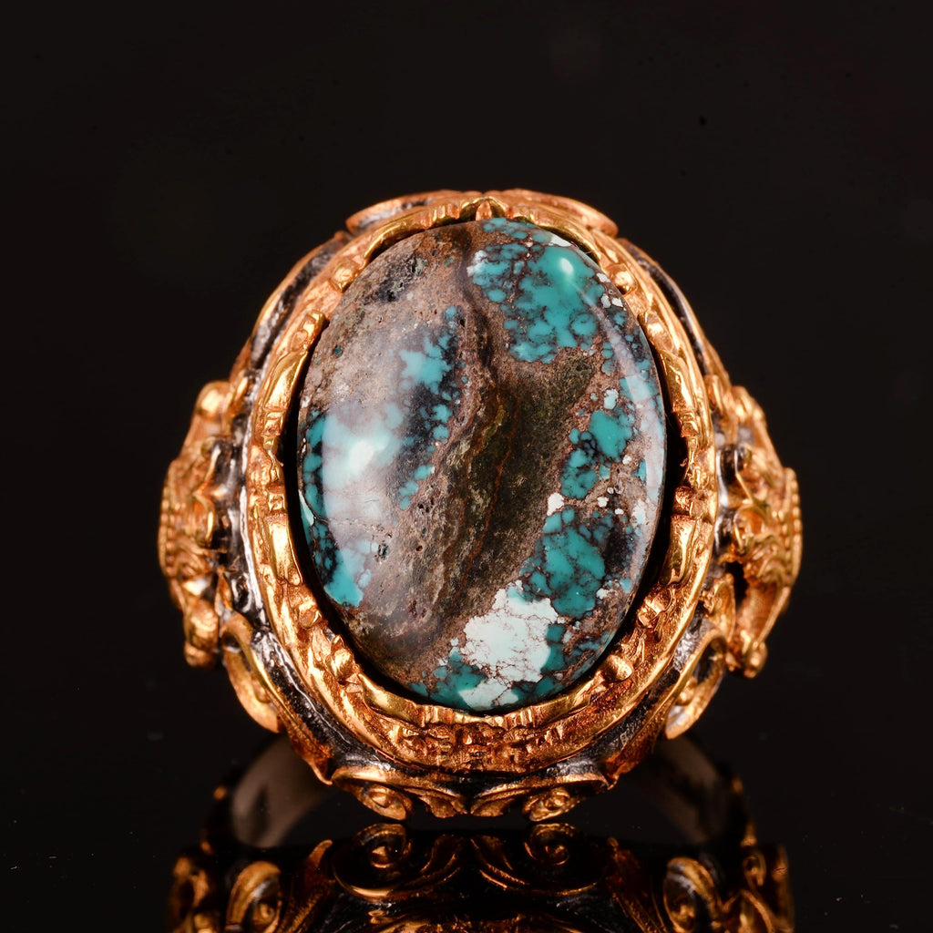 Natural Azurite Stone Ring, Handmade, 925 Sterling Silver — 5