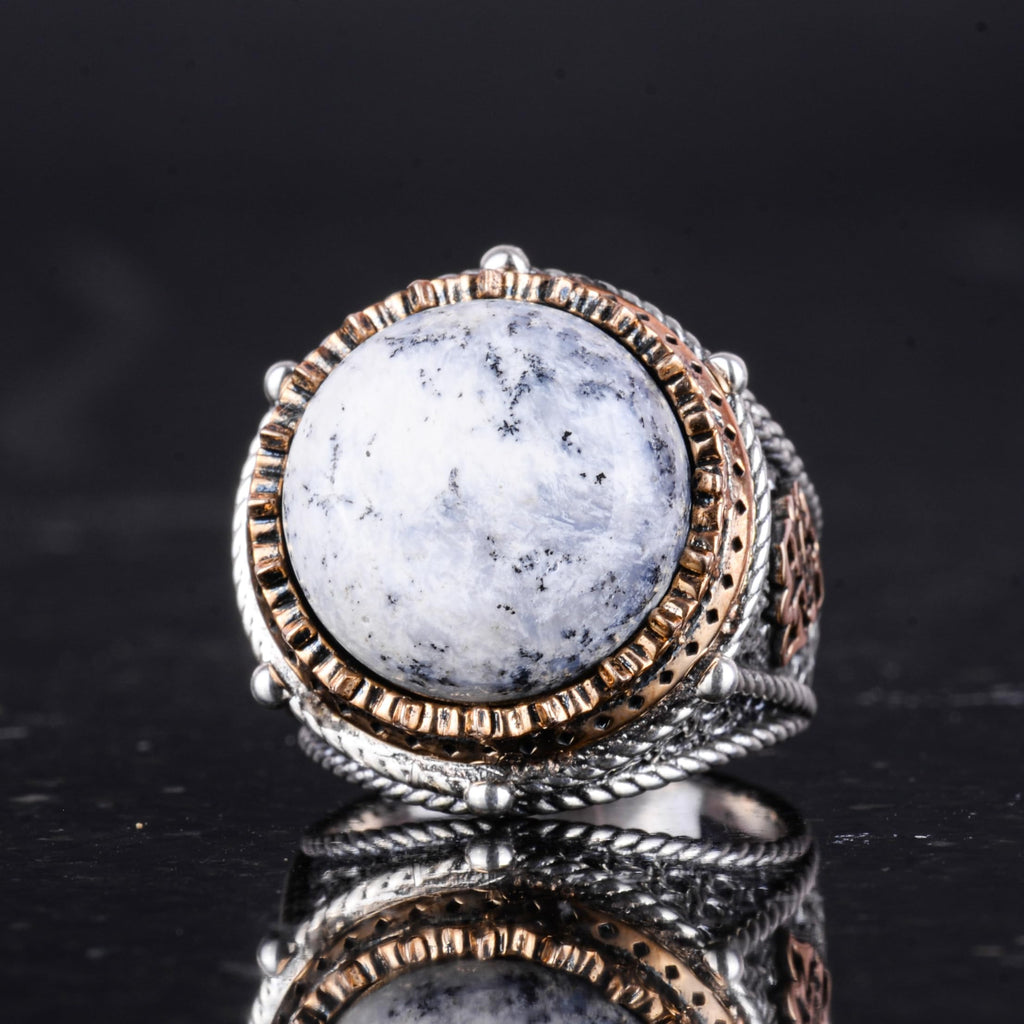 Natural Agate Stone Handmade Ring - 925 Sterling Silver Ring — 6