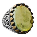Natural Green Turquoise Ring, Silver Green Turquoise Ring, 925 Sterling Silver Men's Ring, Large Ring
