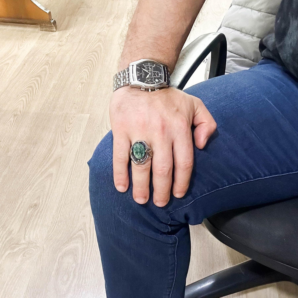 Stylish Handmade Emerald Stone Ring, 925 Sterling Silver Ring — 3