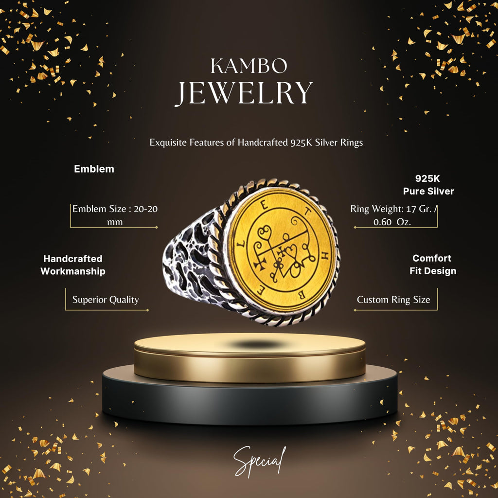 KAMBO Men's Silver Ring - Gold Accented Hidden Seal Amulet — 2