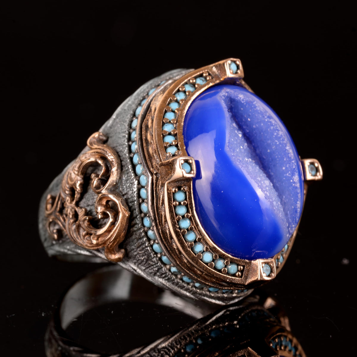 Natural Drusy Crystal Quartz Stone Ring - 925 Sterling Silver — 6